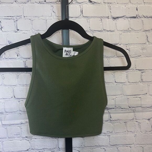 Princess Polly Tops - Princess Polly Forest Green Ribbed Crop Top